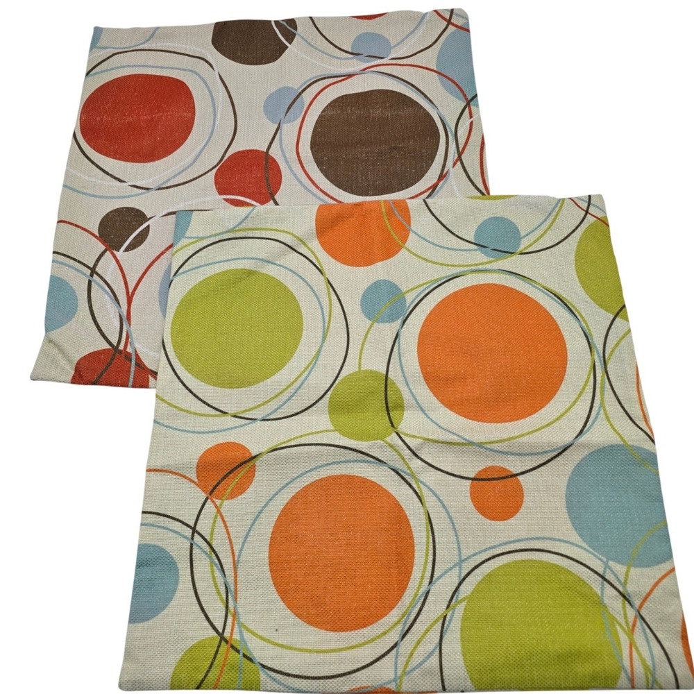 Mid-Mod Throw Pillow Covers Set of 2 18x18 Multicolor  MCM Geometric